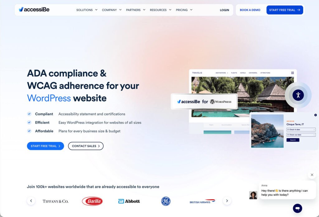 accessiBe WordPress overlay accessibility service
