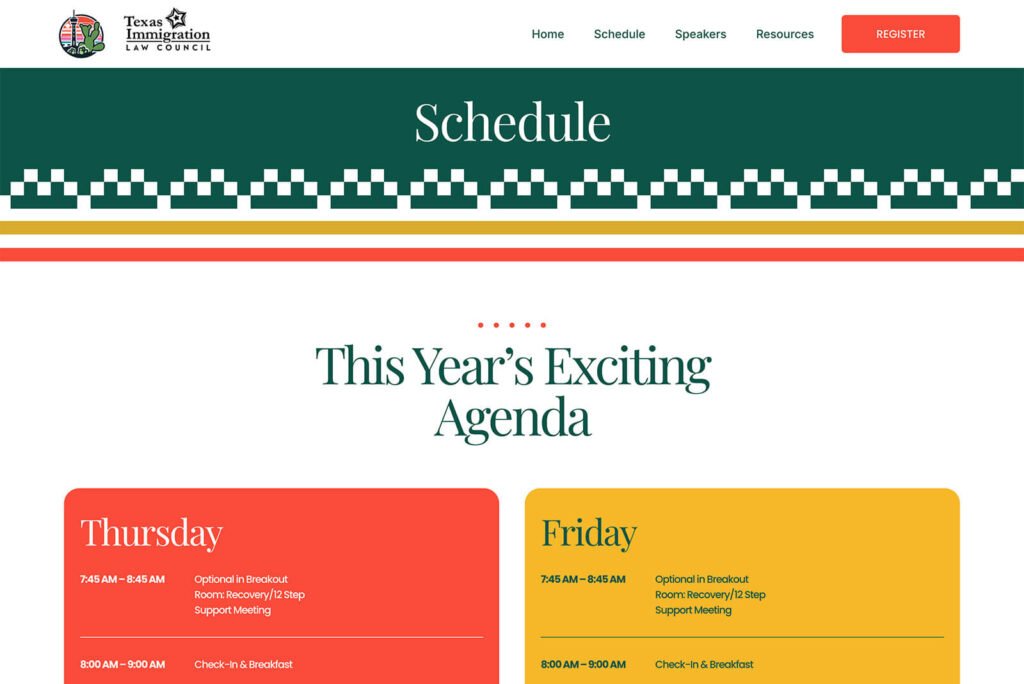 Agenda and schedule views