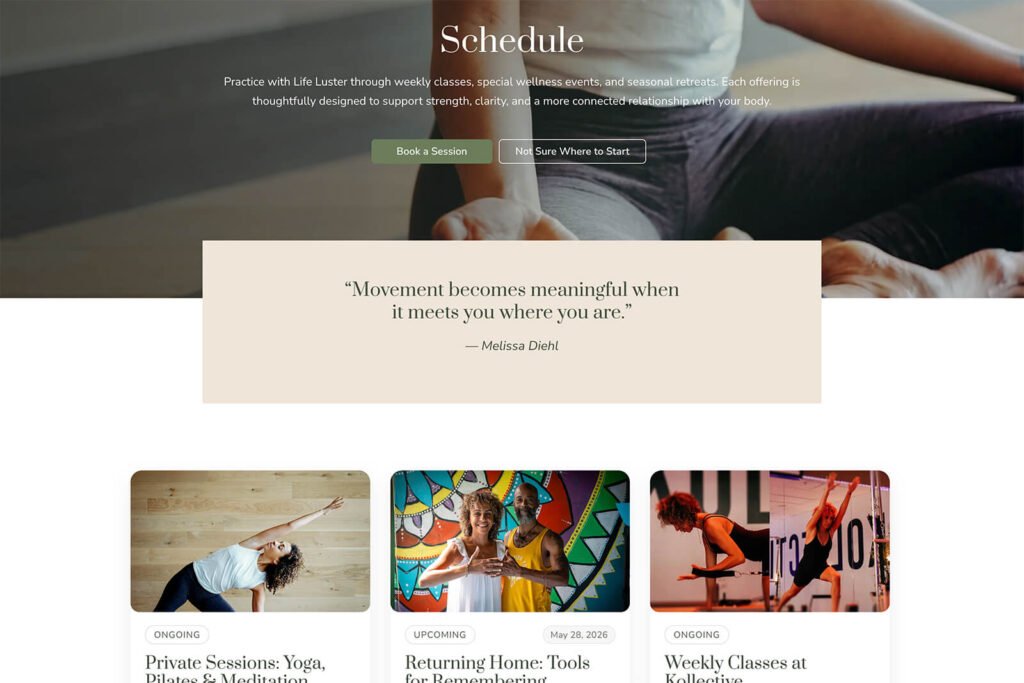 Custom WordPress events page designed for clarity, scalability, and easy content updates