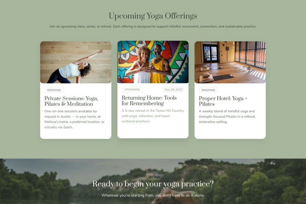 Custom WordPress event section built with reusable content blocks and structured layout