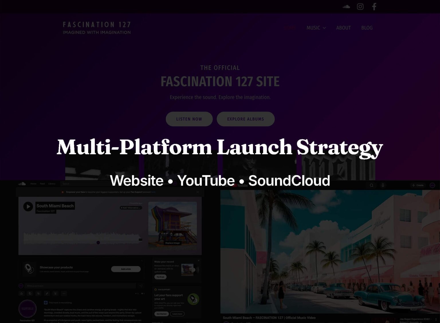 Multi-platform music video launch SEO case study showing website, YouTube, and SoundCloud integration